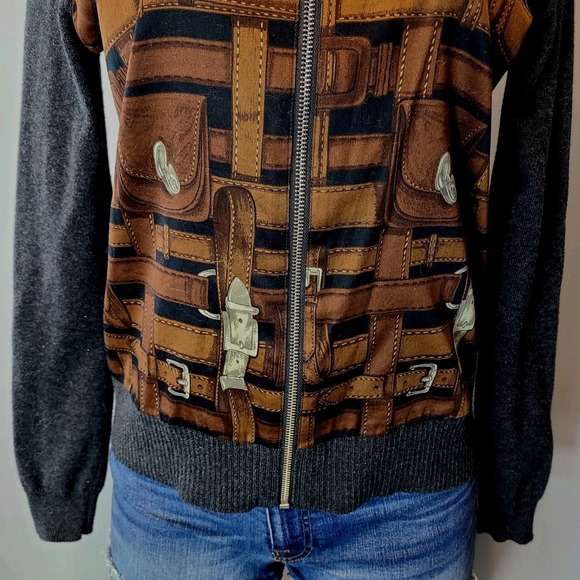 Lauren Ralph Lauren Cotton Cashmere Printed Bridle & Horsebit Cardigan Sz Medium - Picture 3 of 10